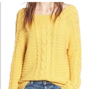 Rebecca Minkoff Cable Knit Wool Alpaca Yellow Sweater Size Medium
